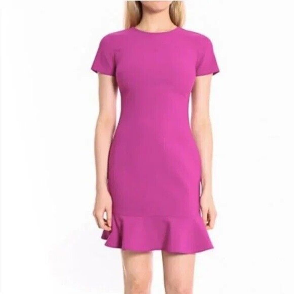 Likely Magenta Beckett Fluted Ruffle Dress Short Sleeve Alluring 2